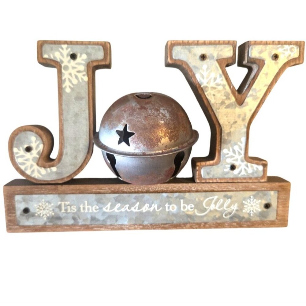 JOY Christmas Decor Sign Holiday Farmhouse Country Rusty AS IS